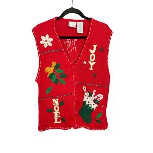 Bobbie Brooks Y2K Vintage Christmas Sweater Vest Women Large Novelty Holiday